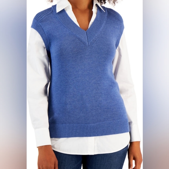 Charter Club Sweaters - Charter Club sweater vest over classic shirt XL